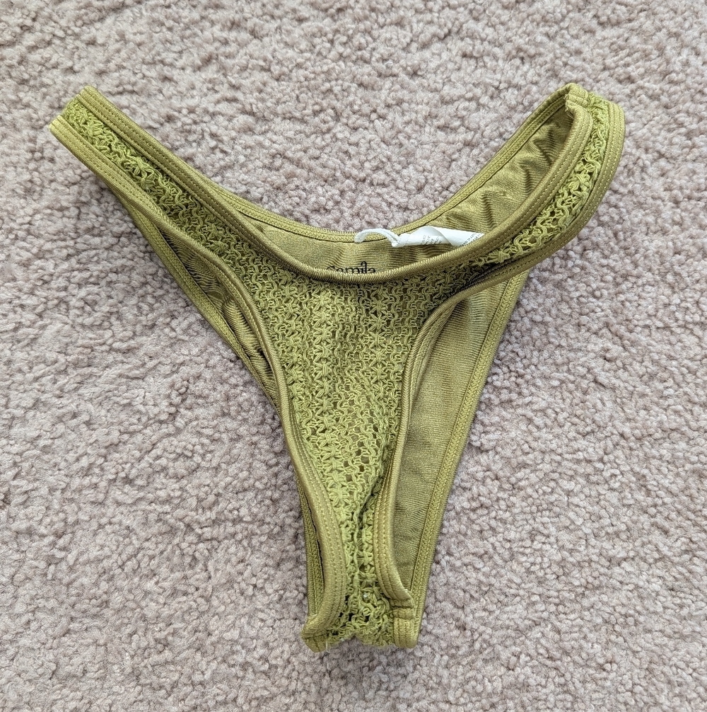 Camila Coelho Odara Green High-Cut Bikini Bottoms Size XS - Picture 5 of 11